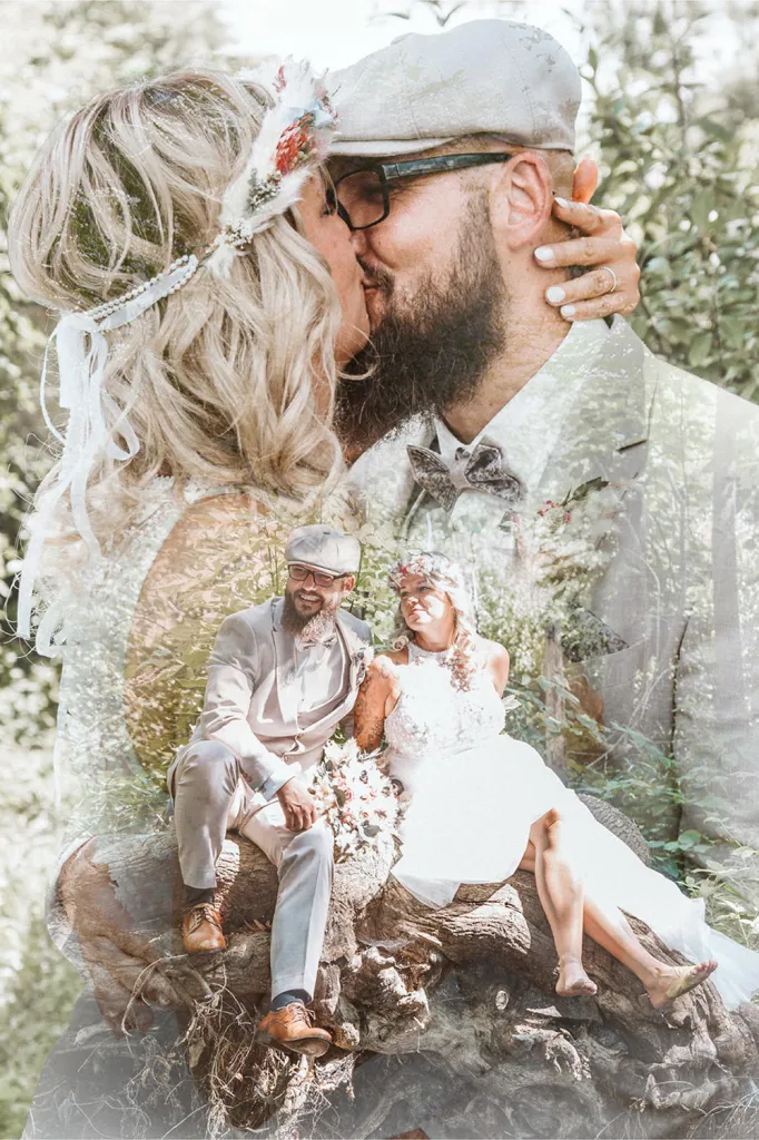 Hochzeitsfotograf Dresden Duobel Exposer Bild kuessend sehr modern